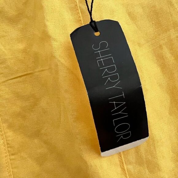 Sherry Taylor Sz S Yellow ☀️ Pleated Linen Look Skirt NWT 🏷 - Picture 9 of 11